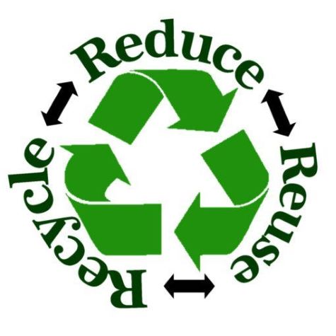 A green reduce, reuse, recycle symbol with arrows